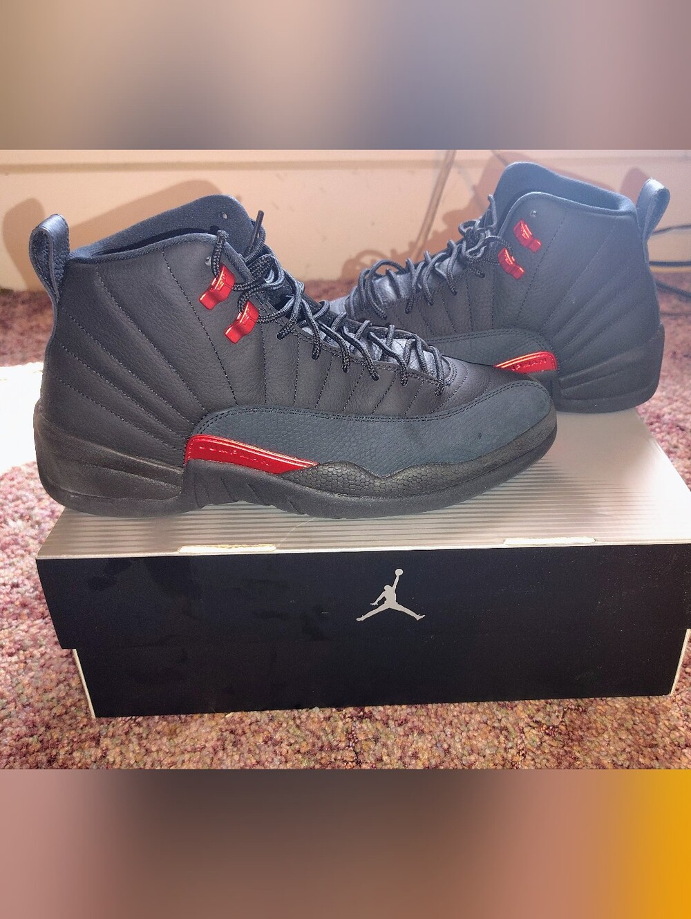 Jordan Retro 12 Men's Basketball Shoes - Black/Red